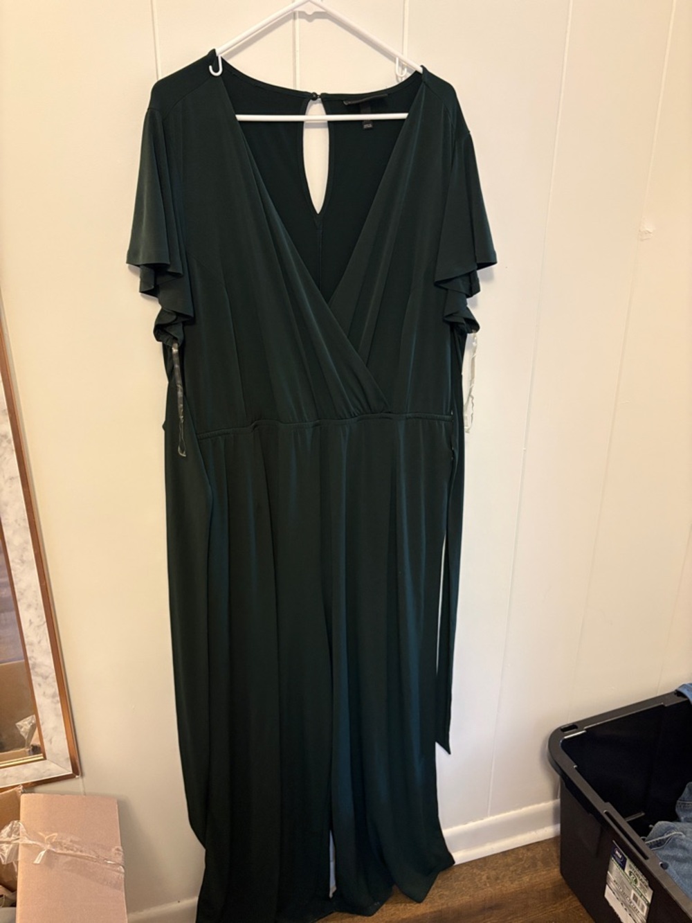Lane Bryant Dark Green Wrap Maxi Dress-Style Jumpsuit